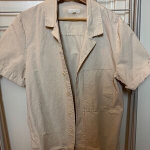 COS Men's Short Sleeve Button Up in Cream/Beige, Size Small